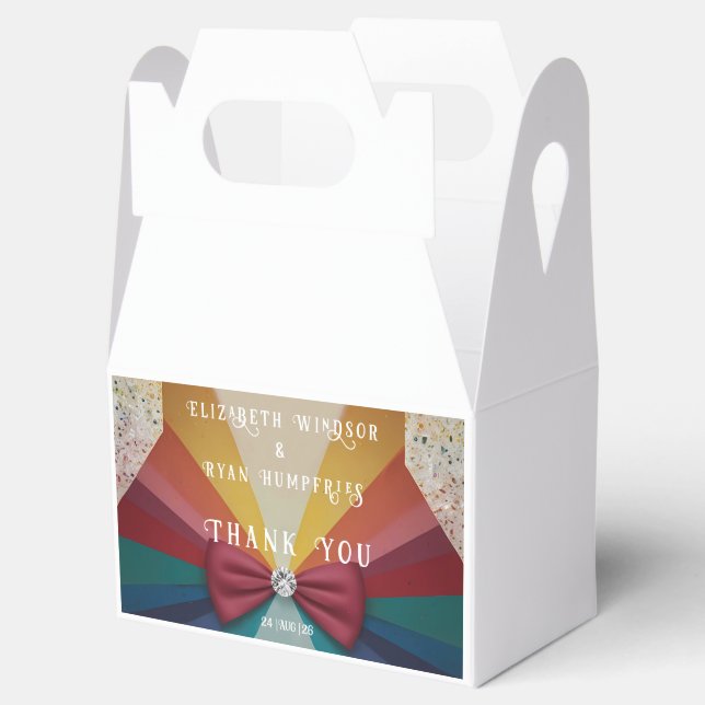 Colorful Elegant Rainbow Wedding Invitation  Favor Box (Opened)