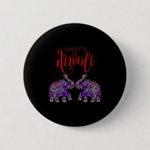 Colorful Elephant Happy Deepavali Diwali For Hindu 2 Inch Round Button