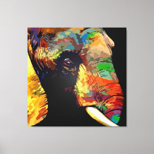 Colorful elephant paint canvas print