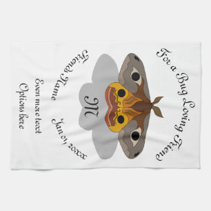 Colorful Emperor Moth Monogram Kitchen Towel