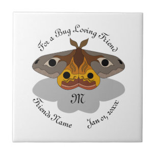 Colorful Emperor Moth Monogram Tile