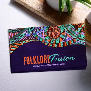 Colorful Ethnic Hand-Drawn Ornament Business Card