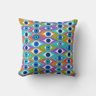 Colorful Evil Eye protection pattern Throw Pillow