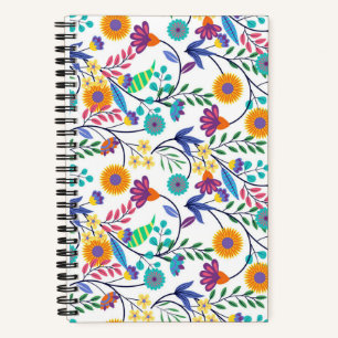 Colorful Exotic Floral Background Pattern-23145 Notebook