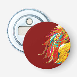 Colorful Exotic Tribal Feathers Red Bottle Opener