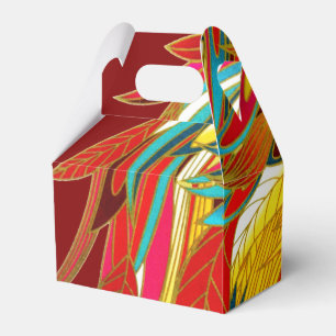 Colorful Exotic Tribal Feathers Red Favor Box