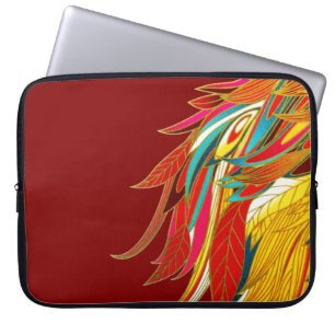 Colorful Exotic Tribal Feathers Red Laptop Sleeve