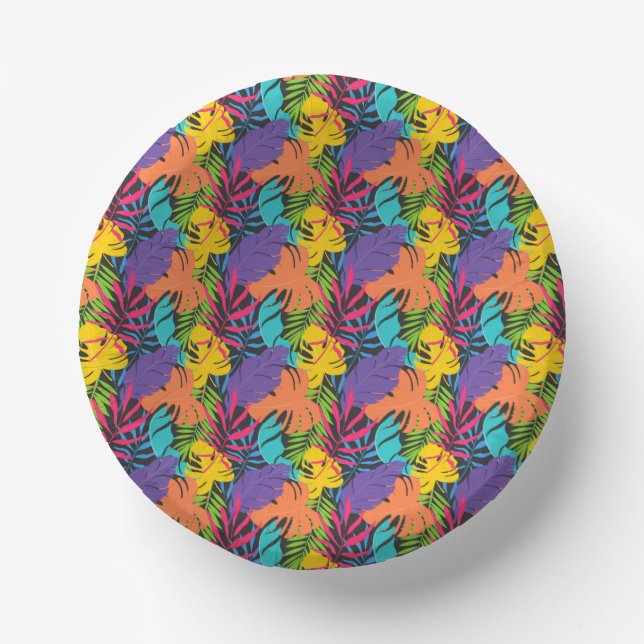 Colorful Exotic Tropical Leaves Pattern-23190 Paper Plate (Front)