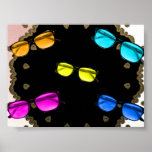 Colorful Eye Glasses Poster<br><div class="desc">A grouping of colorful eye glasses on a cool black background.   A modern digital design great for adding a pop of color and expression to your walls.</div>