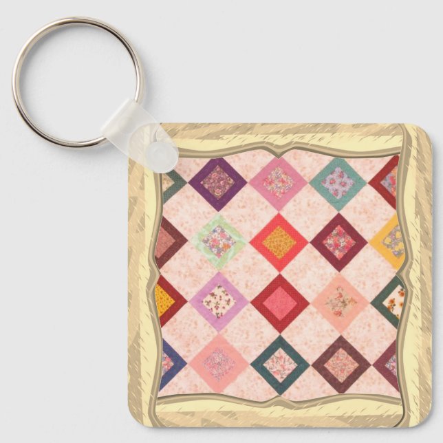 Colorful Fabrics Pattern Key Ring (Front)
