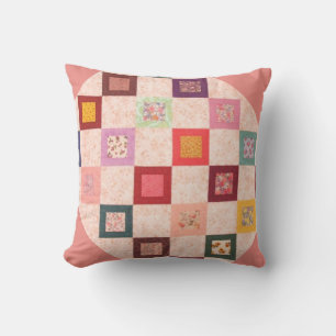 Colorful Fabrics Pattern Throw Pillow