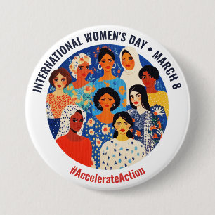 Colorful Faces   International Women's Day   IWD 3 Inch Round Button