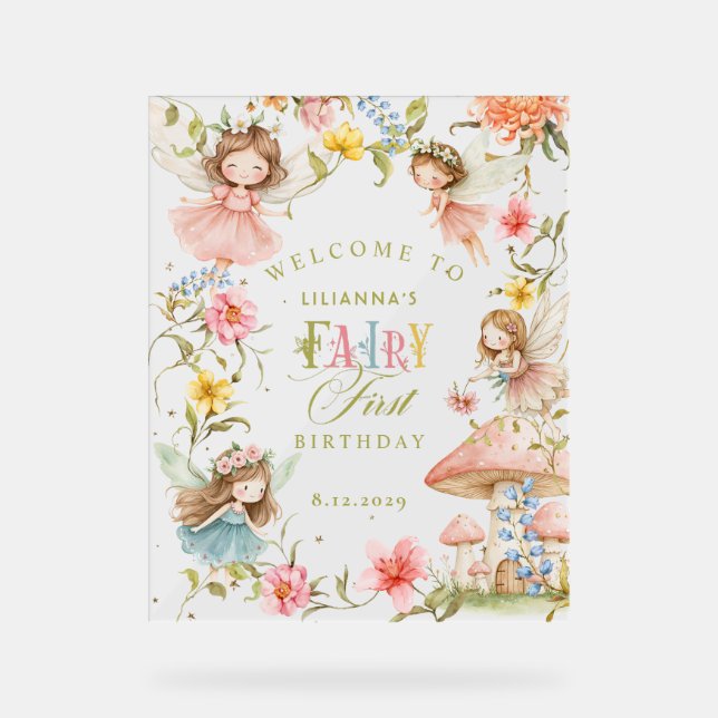 Colorful Fairy First Birthday Enchanted Welcome (Recto)
