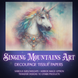 Colorful Fairytale Rainbow Unicorn Decoupage Tissue Paper