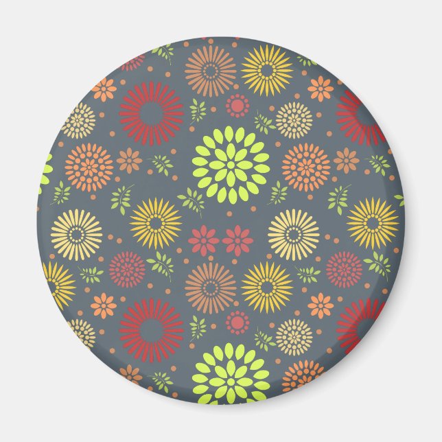 Colorful Fall Flowers in Warm Shades Magnet (Front)