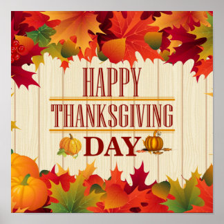 COLORFUL FALL MAPLE LEAVES THANKSGIVING POSTER
