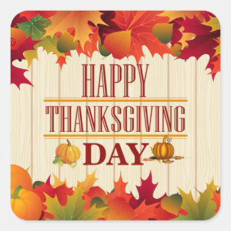 COLORFUL FALL MAPLE LEAVES THANKSGIVING SQUARE STICKER