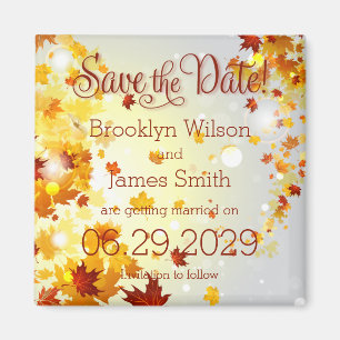 Colorful Fall Save The Date Magnets With Leaves