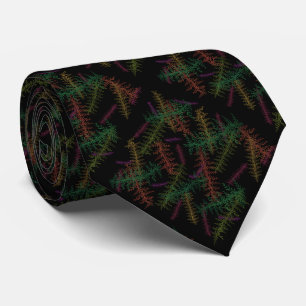 Colorful Fallen Leafy Repeating Pattern On Black Tie