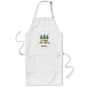 Colorful Family Christmas Tree Merry Christmas Long Apron
