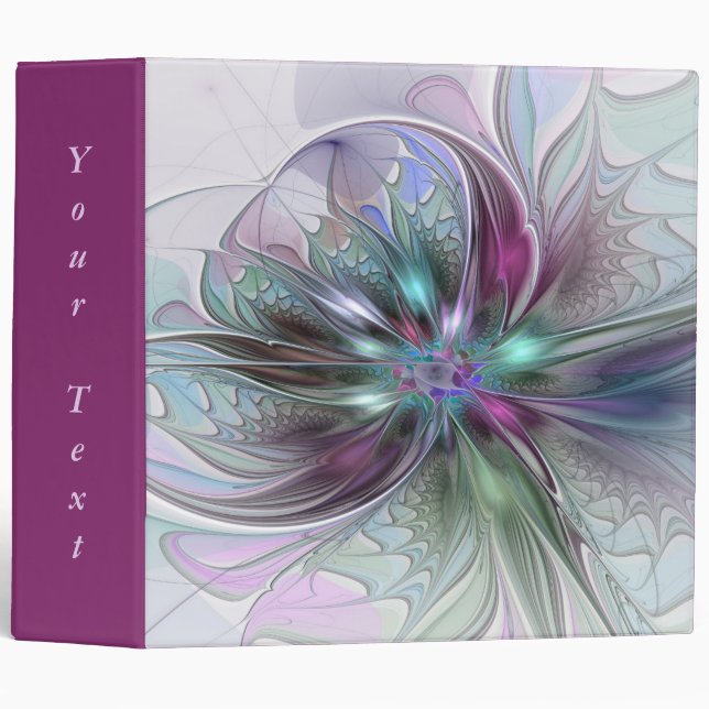 Colorful Fantasy Abstract Modern Art Flower Text Binder (Front/Spine)