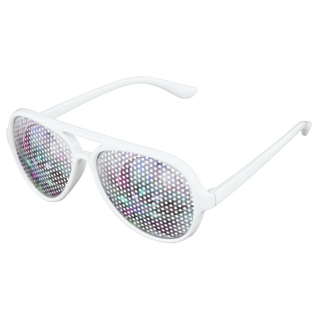 Colorful Fantasy Abstract Modern Fractal Flower Aviator Sunglasses (Angled)