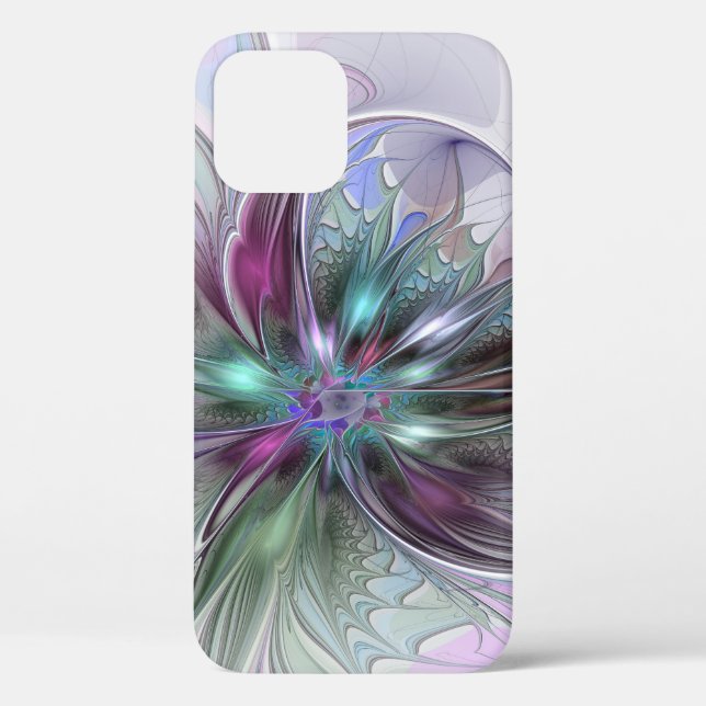 Colorful Fantasy Abstract Modern Fractal Flower Case-Mate iPhone Case (Back)