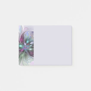 Colorful Fantasy Abstract Modern Fractal Flower Post-it Notes