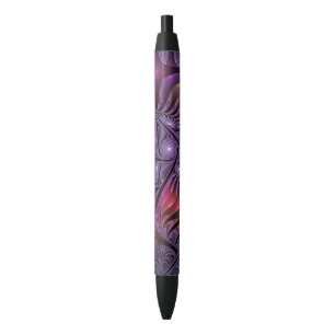 Colorful Fantasy Abstract Trippy Purple Fractal Black Ink Pen