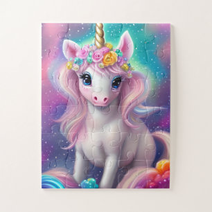 Colorful Fantasy Kawaii Unicorn  Jigsaw Puzzle