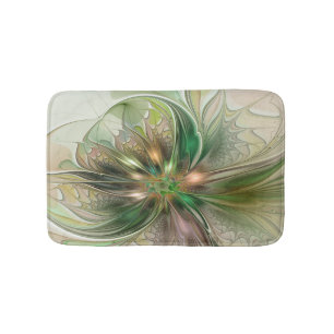 Colorful Fantasy Modern Abstract Fractal Flower Bath Mat