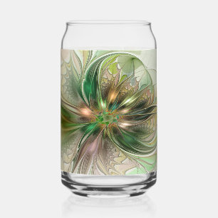 Colorful Fantasy Modern Abstract Fractal Flower Can Glass