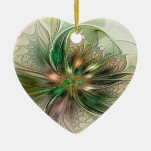 Colorful Fantasy Modern Abstract Fractal Flower Ceramic Ornament