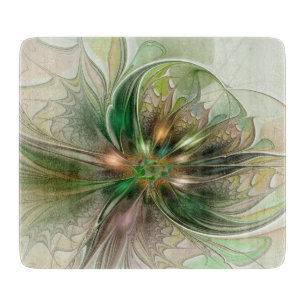 Colorful Fantasy Modern Abstract Fractal Flower Cutting Board