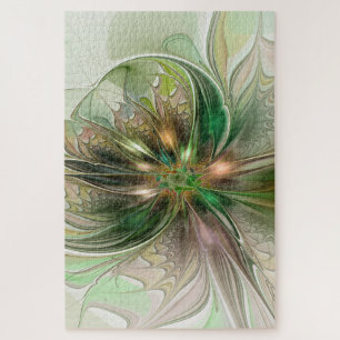 Colorful Fantasy Modern Abstract Fractal Flower Jigsaw Puzzle