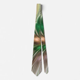 Colorful Fantasy Modern Abstract Fractal Flower Tie