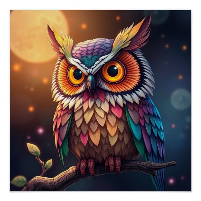 Colorful Fantasy Owl  Poster (Front)