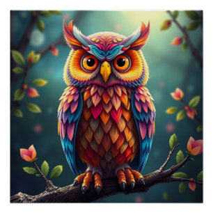 Colorful Fantasy Owl  Poster