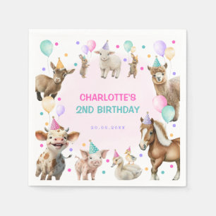 Colorful Farm Confetti Barnyard Animals Birthday Napkin