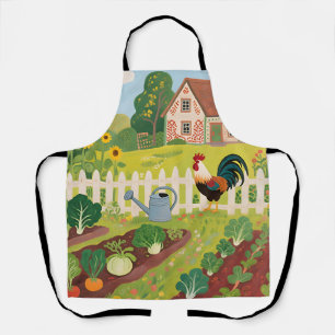 Colorful Farm Garden Rooster Apron