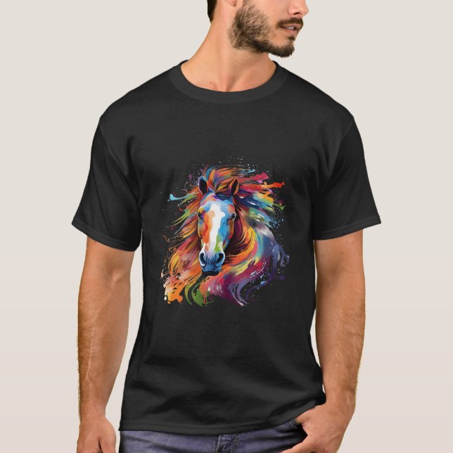 Colorful Faroese Pony Horse Splash T-Shirt (Front)