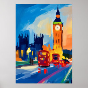 Colorful Fauvist London Skyline Wall Art
