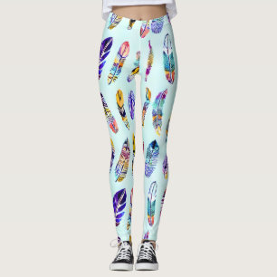Colorful Feather Pattern Leggings