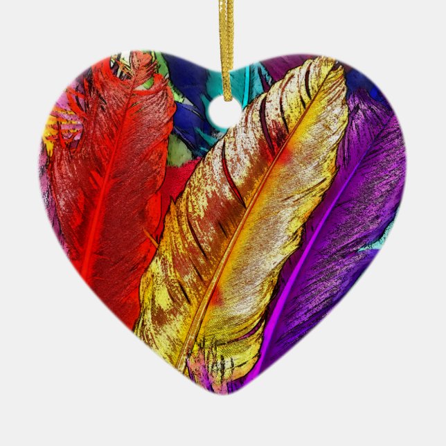 COLORFUL FEATHERS Ornament (Front)