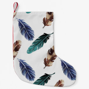 Colorful Feathers Tribal Texture Small Christmas Stocking