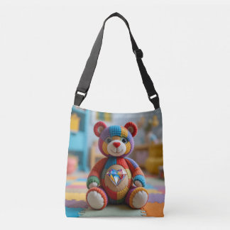 Colorful Felted Teddy Bear Crossbody Bag