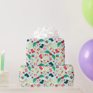 Colorful Festive Christmas Holiday Pastel Green Wrapping Paper