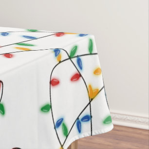 Colorful Festive Christmas Lights Pattern   Tablecloth