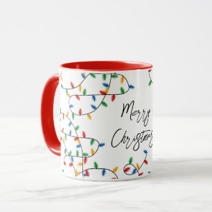 Colorful Festive Merry Christmas Lights Pattern Mug