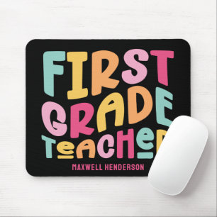 Colorful First Grade Teacher Typography Mouse Pad